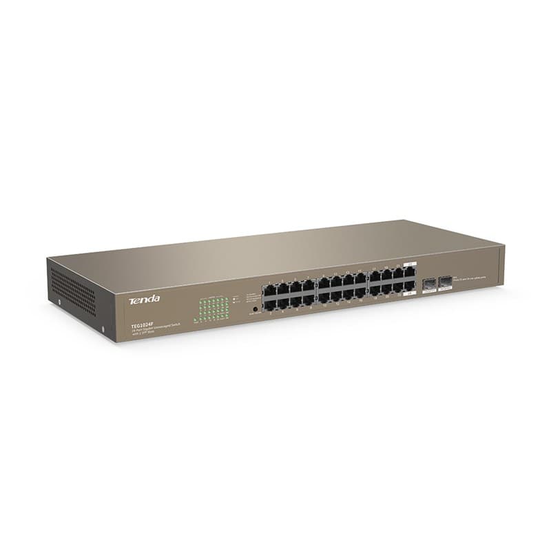 SWITCH Tenda 24 porturi Gigabit + 2 porturi SFP, carcasa metalica rackabil, "TEG1024F" — miniatură