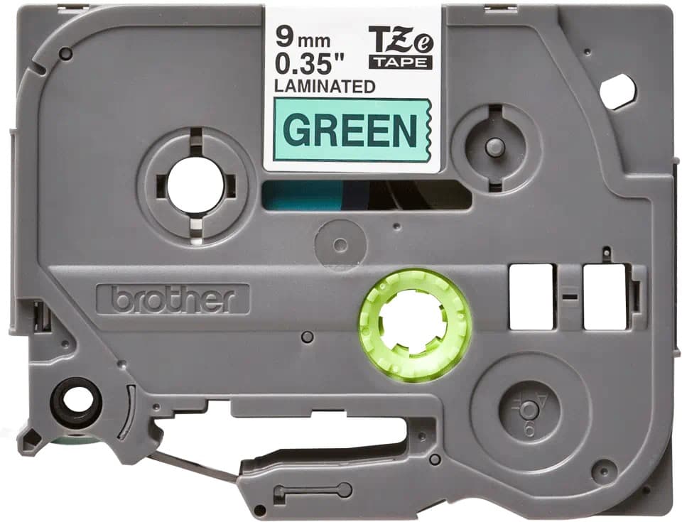 Banda laminata Original Brother Black on Green, TZE721, pentru E105|E110|H100|H101|H105|H110|H111|P300|128|200|1000|1010|1090|1100|1120|1130|1160|1170|1180|1190|1200|1230|1280|1290|6100|7100|ST1150, 9mm, incl.TV 0 RON, "TZE721"