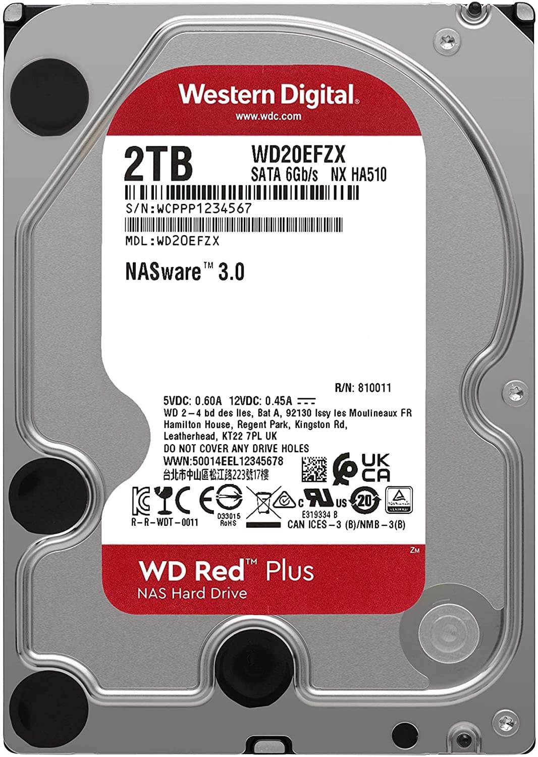 HDD WD 2TB, Red Plus, 5.400 rpm, buffer 128 MB, pt NAS, "WD20EFZX" — miniatură