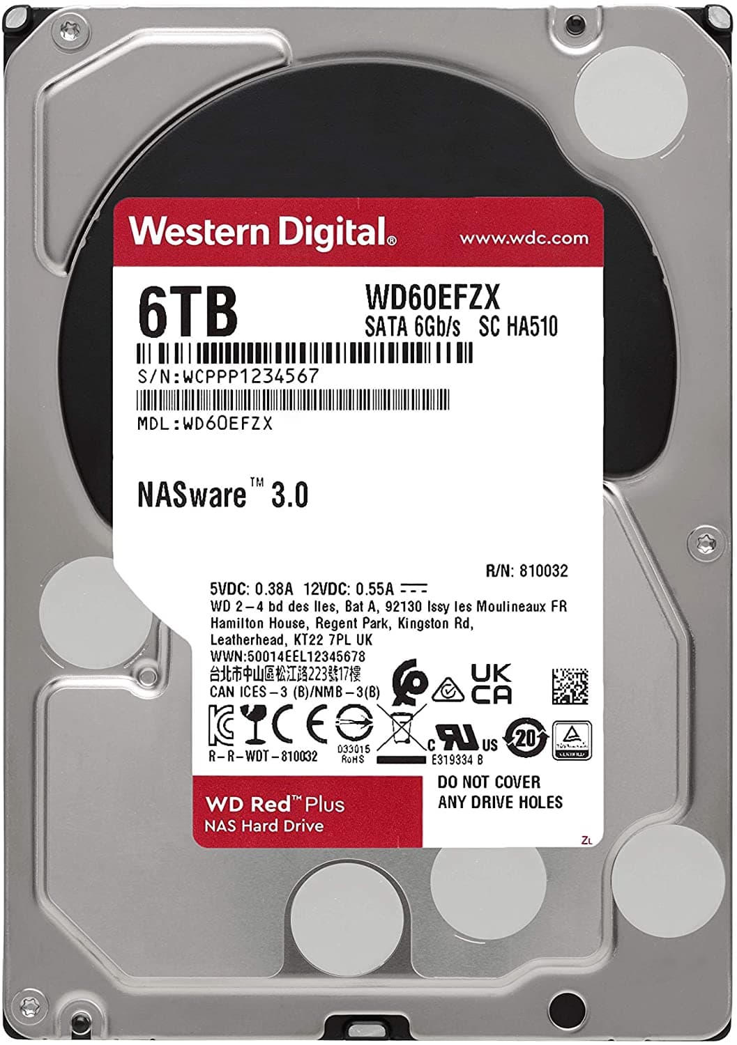 HDD WD 6TB, Red Plus, 5.400 rpm, buffer 256 MB, pt NAS, "WD60EFZX" — miniatură