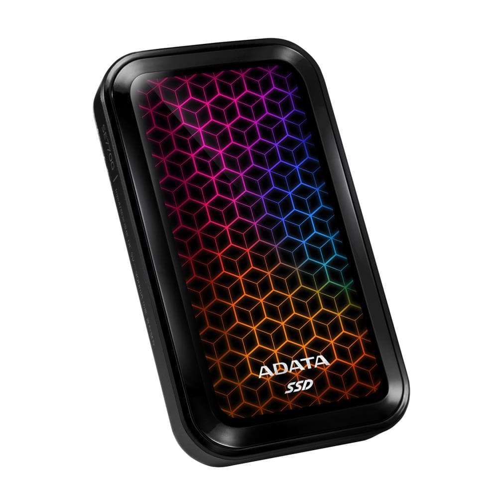 SSD extern ADATA SE770G, 512 GB, 2.5 inch, USB 3.2 Gen 2 w/ Type-C, R/W: 1000/800 MB/s, iluminare RGB "ASE770G-512GU32G2-CBK"