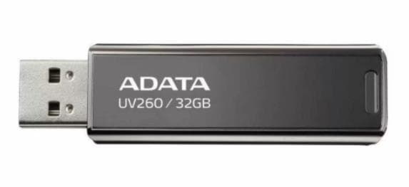 MEMORIE USB 2.0 ADATA 32 GB, USB 2.0, retractabila, carcasa metalica, negru, "AUV260-32G-RBK"