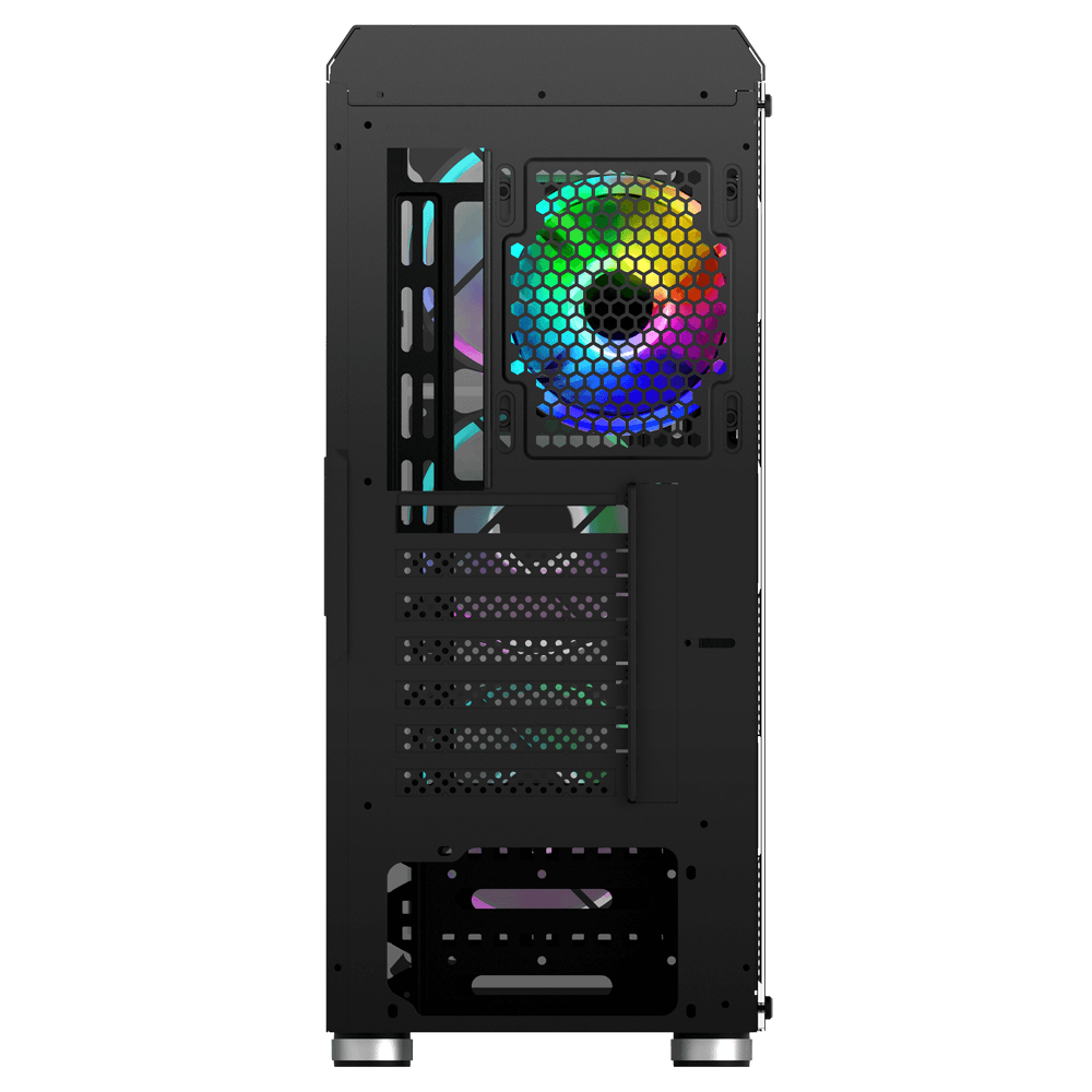 CARCASA NJOY Middle Tower,ATX, "ARENA",fara sursa,sticla securizata,fanx4,USB 2.0x1,USB 3.0x2,Jack 3.5 mmx2, mesh,fan ctr (inclusiv RGB),telecomanda,negru "CSMD-E000UAN-BL01B" — miniatură