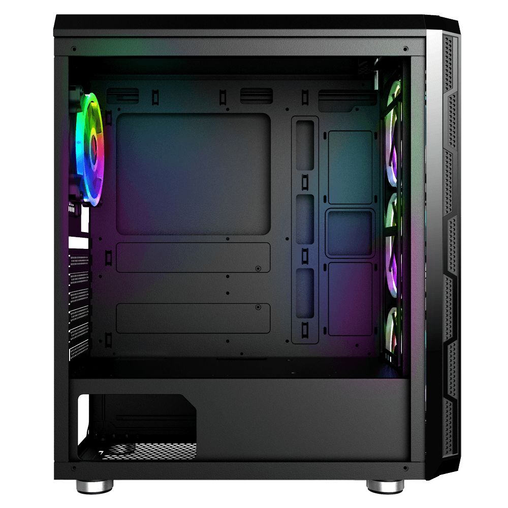 CARCASA NJOY Middle Tower,ATX, "ARENA",fara sursa,sticla securizata,fanx4,USB 2.0x1,USB 3.0x2,Jack 3.5 mmx2, mesh,fan ctr (inclusiv RGB),telecomanda,negru "CSMD-E000UAN-BL01B" — miniatură