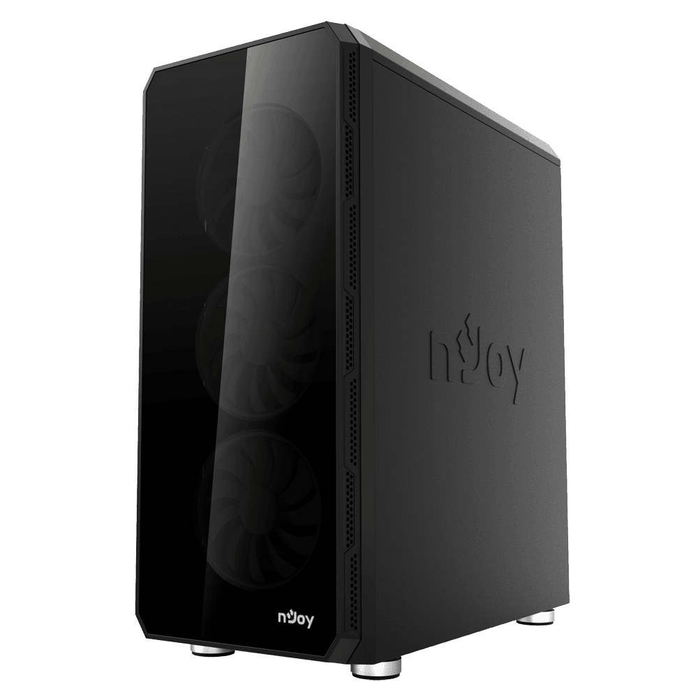 CARCASA NJOY Middle Tower,ATX, "ACRUX", fara sursa,sticla securizata,fanx4,USB 2.0x1,USB 3.0x2,Jack 3.5mmx2, mesh,fan ctr (inclusiv RGB),telecomanda,negru "CSMD-E000UAX-BL01B" — miniatură