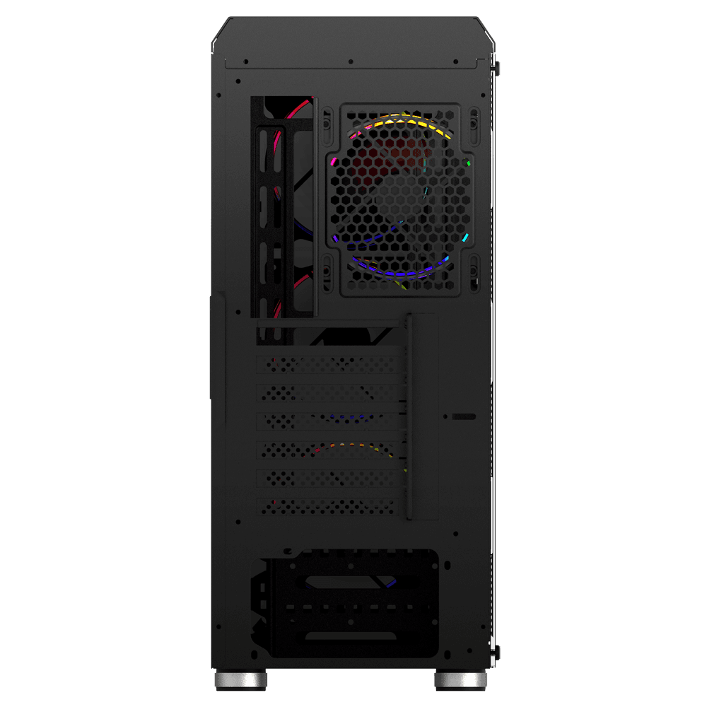 CARCASA NJOY Middle Tower,ATX, "ACRUX", fara sursa,sticla securizata,fanx4,USB 2.0x1,USB 3.0x2,Jack 3.5mmx2, mesh,fan ctr (inclusiv RGB),telecomanda,negru "CSMD-E000UAX-BL01B" — miniatură