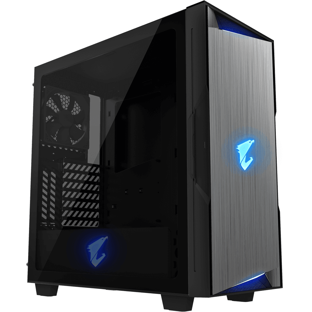 CARCASA GIGABYTE Middle Tower, ATX, "C300 Glass", fara sursa, sticla securizata, fan x 2, USB 3.1 gen 2 Type-C x 1, USB 3.0 x 3, mesh pt. filtrare praf, negru, "GB-AC300G"