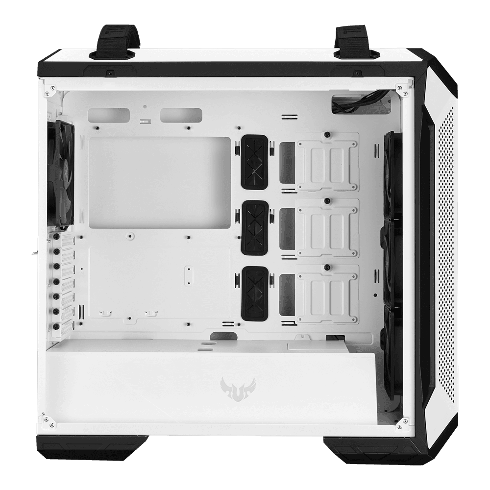 CARCASA ASUS Middle Tower, ATX, "GT501 TUF GAMING", fara sursa, sticla securizata, fan x 4, USB 3.0 x 2, Jack 3.5 mm x 2, mesh pt. filtrare praf,RGB, alb, "GT501 TUF GAMING W" — miniatură