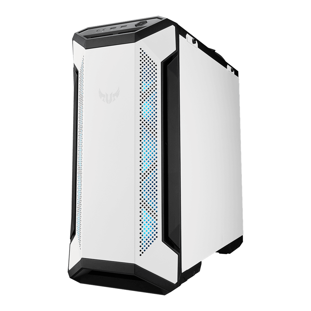 CARCASA ASUS Middle Tower, ATX, "GT501 TUF GAMING", fara sursa, sticla securizata, fan x 4, USB 3.0 x 2, Jack 3.5 mm x 2, mesh pt. filtrare praf,RGB, alb, "GT501 TUF GAMING W" — miniatură
