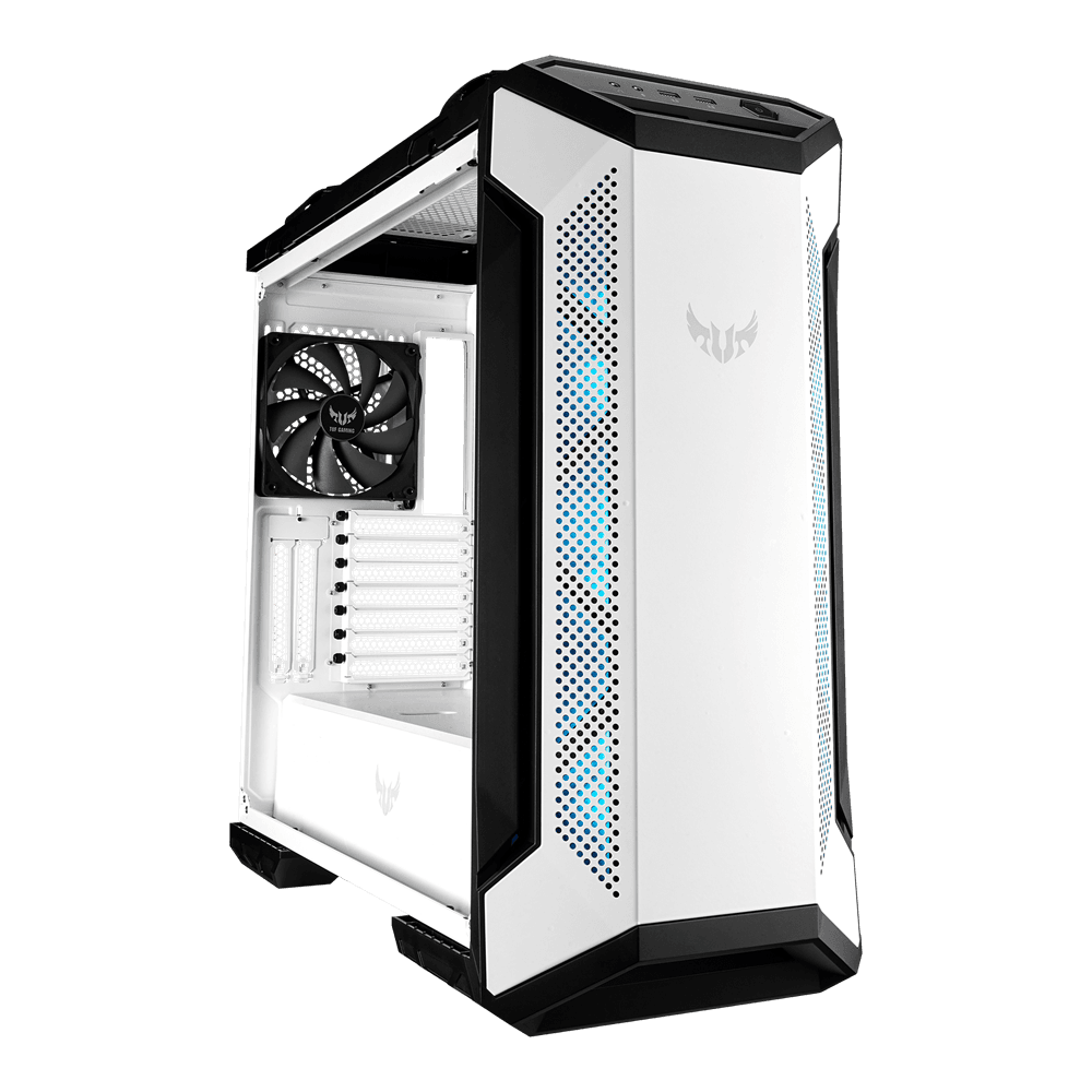 CARCASA ASUS Middle Tower, ATX, "GT501 TUF GAMING", fara sursa, sticla securizata, fan x 4, USB 3.0 x 2, Jack 3.5 mm x 2, mesh pt. filtrare praf,RGB, alb, "GT501 TUF GAMING W"