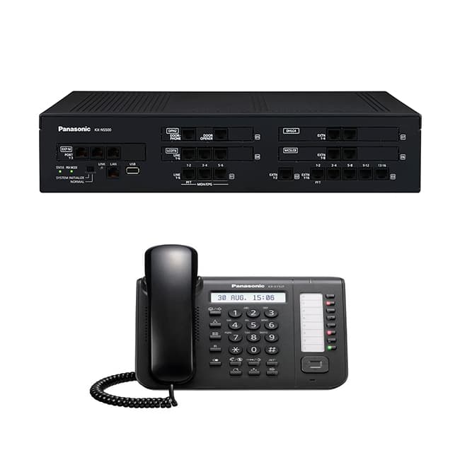 Centrala Telefonica Panasonic KX-NS500NE ( 6/2/16) hibrid, IP si telefon digital KX-DT521 "pack.1-NS"