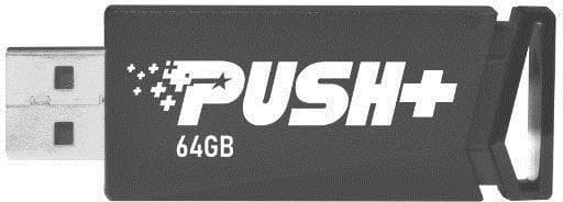 MEMORIE USB 3.2 PATRIOT PUSH+, 64 GB, profil mic, negru, "PSF64GPSHB32U"
