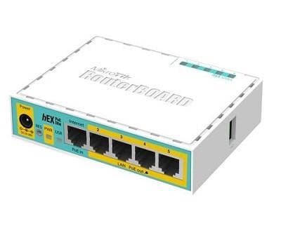NET ROUTER 10/100M 5PORT HEX/POE LITE RB750UPR2 MIKROTIK "RB750UPR2"