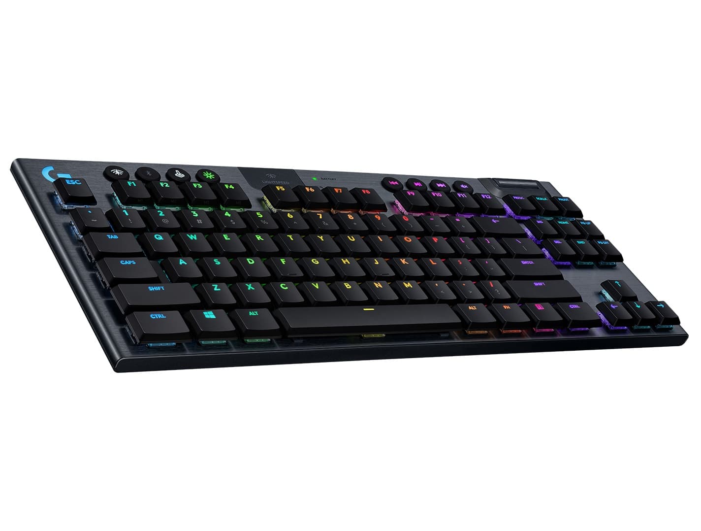 LOGITECH G915 TKL Tenkeyless LIGHTSPEED Wireless RGB Mechanical Gaming Keyboard - CARBON - US INTL - 2.4GHZ/BT - INTNL - CLICKY SWITCH "920-009537" — miniatură
