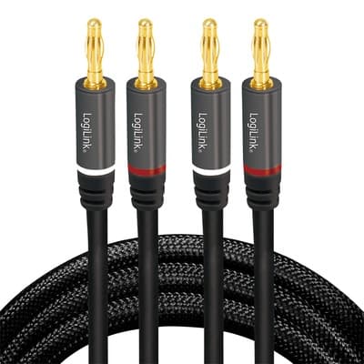 CABLU audio LOGILINK stereo (2 x 2.5 mm jack T/T), 5m, conectori auriti, negru "CA1211" — miniatură