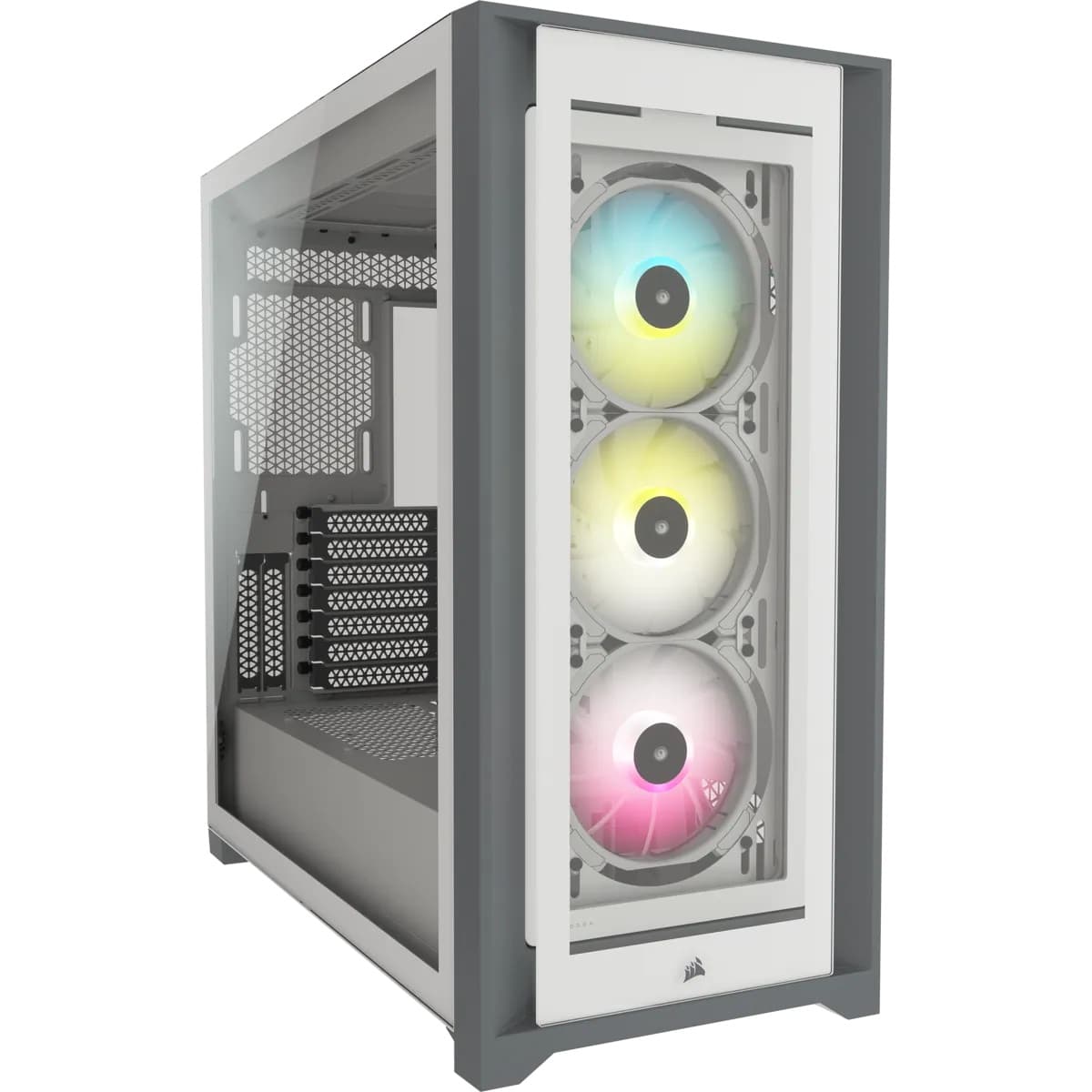 CARCASA CORSAIR Middle Tower,ATX, "iCUE 5000X RGB", fara sursa,sticla securizata,fan x 3, USB 3.0x2, USB 3.1 gen 2 Type-Cx1, Jack 3.5 mmx1, mesh, fan ctr, alb, "CC-9011213-WW"