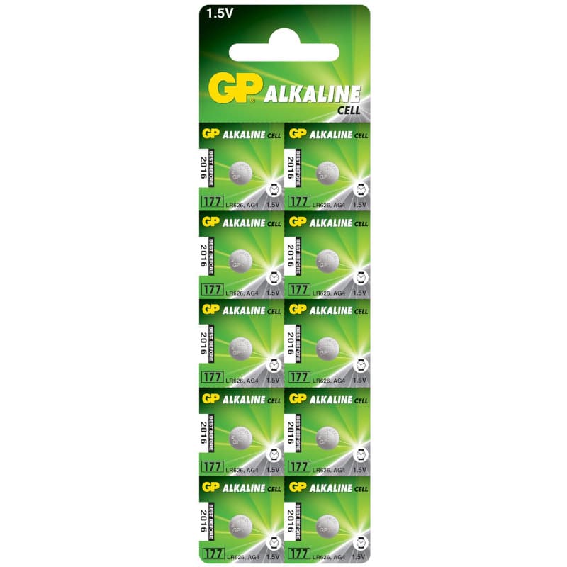 Baterie GP Batteries, butoni (AG4/LR66) 1.5V alcalina, blister 10 buc. "GP177F-2C10" "GPPBA177F004"