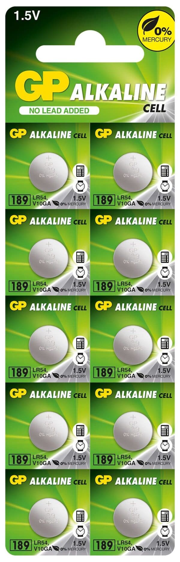 Baterie GP Batteries, butoni (AG10/LR54) 1.5V alcalina, blister 10 buc. "GP189F-2C10" "GPPBA189F007"