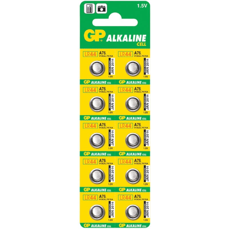 Baterie GP Batteries, butoni (AG13/LR44) 1.5V alcalina, blister 10 buc. "GPA76F-2C10" "GPPBAA76F012" - 306305