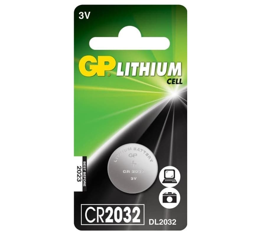 Baterie GP Batteries, butoni (CR2032) 3V lithium, blister 1 buc. "GPCR2032-2CPU1" "GPPBL2032185"