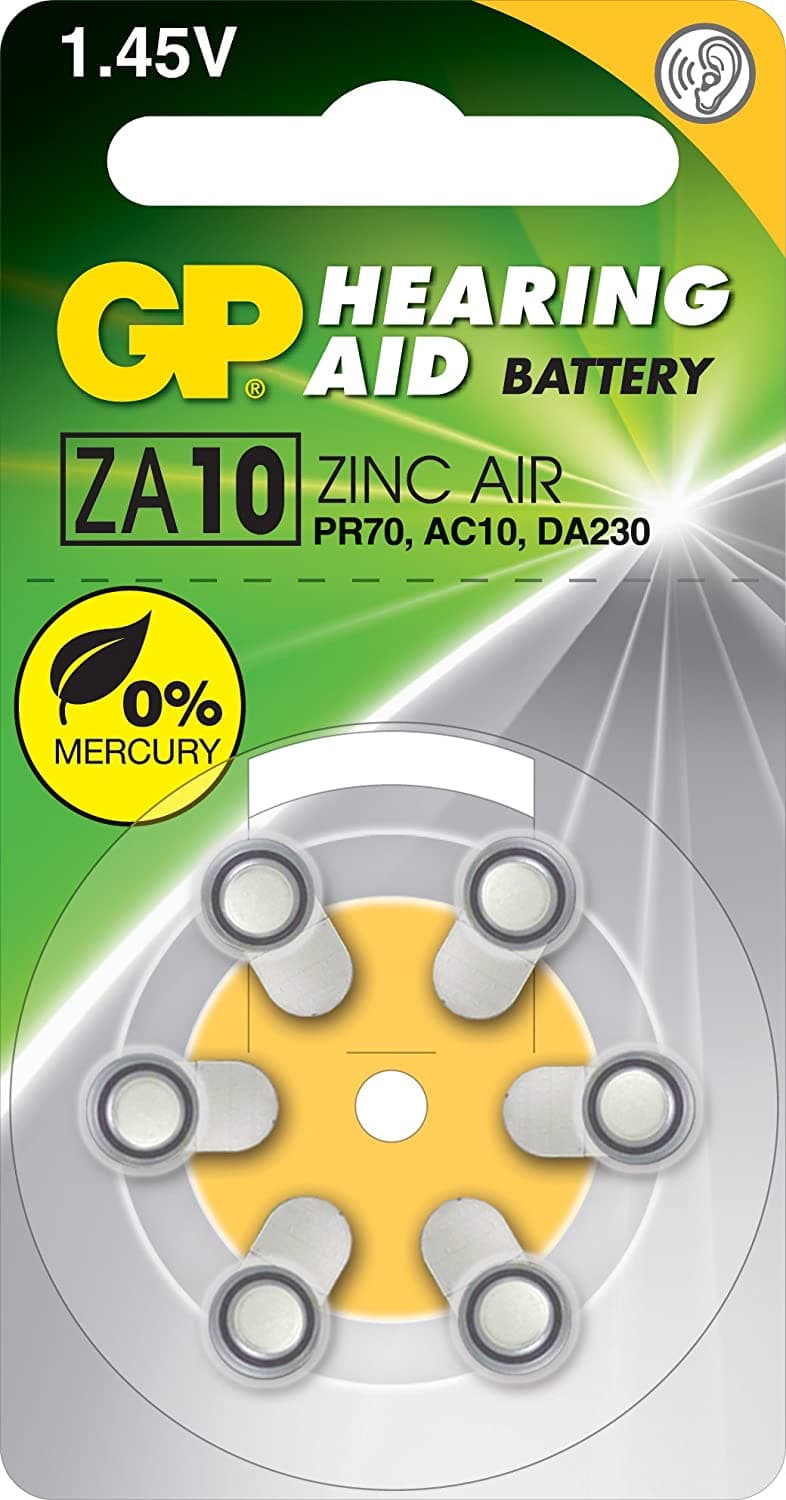 Baterie GP Batteries, aparat auditiv (ZA10) 1.45V zinc-aer, blister 6 buc. "GPZA10F-9D6" "GPPBZZ10F000"
