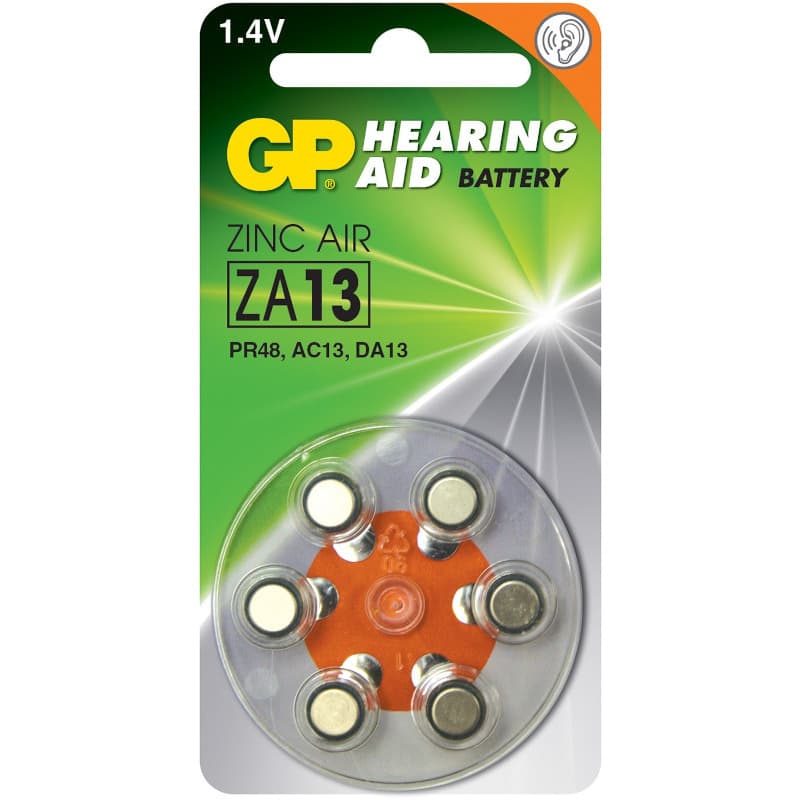 Baterie GP Batteries, aparat auditiv (ZA13) 1.45V zinc-aer, blister 6 buc. "GPZA13F-9D6" "GPPBZZ13F000"