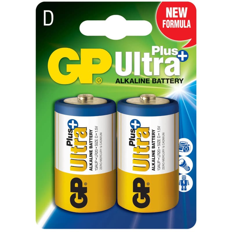 Baterie GP Batteries, Ultra+ Alcalina D (LR20) 1.5V alcalina, blister 2 buc. "GP13AUP-2UE2" "GPPCA13UP011"