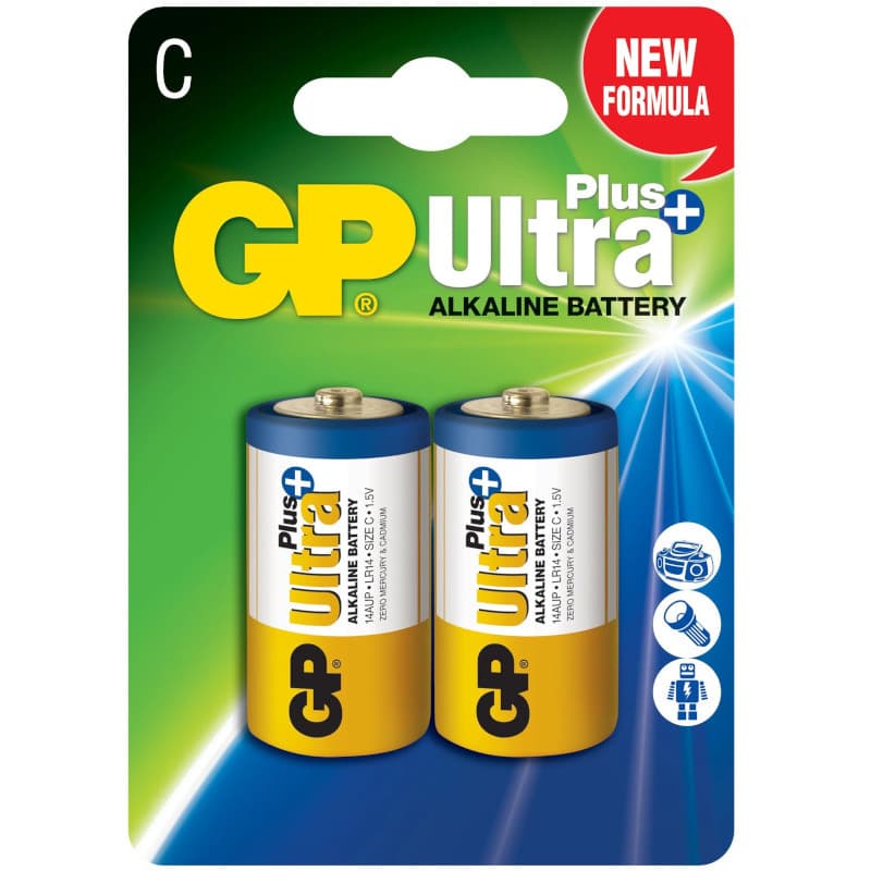 Baterie GP Batteries, Ultra+ Alcalina C (LR14) 1.5V alcalina, blister 2 buc. "GP14AUP-2UE2" "GPPCA14UP011"