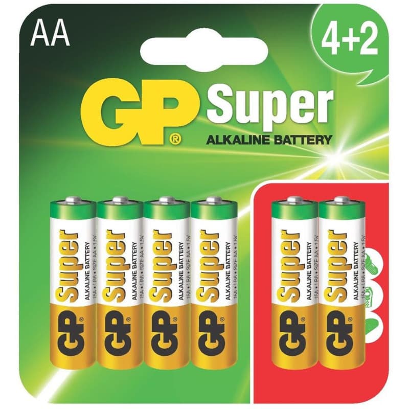 Baterie GP Batteries, Super Alcalina AA (LR6) 1.5V alcalina, blister 6 buc. "GP15A4/2-2UE6" "GPPCA15AS072" - 333581