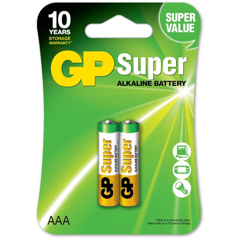 Baterie GP Batteries, Super Alcalina AAA (LR03) 1.5V alcalina, blister 2 buc. "GP24A-2UE2" "GPPCA24AS012"