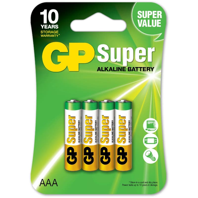 Baterie GP Batteries, Super Alcalina AAA (LR03) 1.5V alcalina, blister 4 buc. "GP24A-2UE4" "GPPCA24AS013"