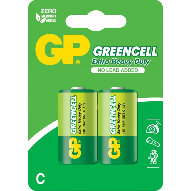 Baterie GP Batteries, Greencell C (R14) 1.5V carbon zinc, blister 2 buc. "GP14G-2UE2" "GPPCC14KC005"