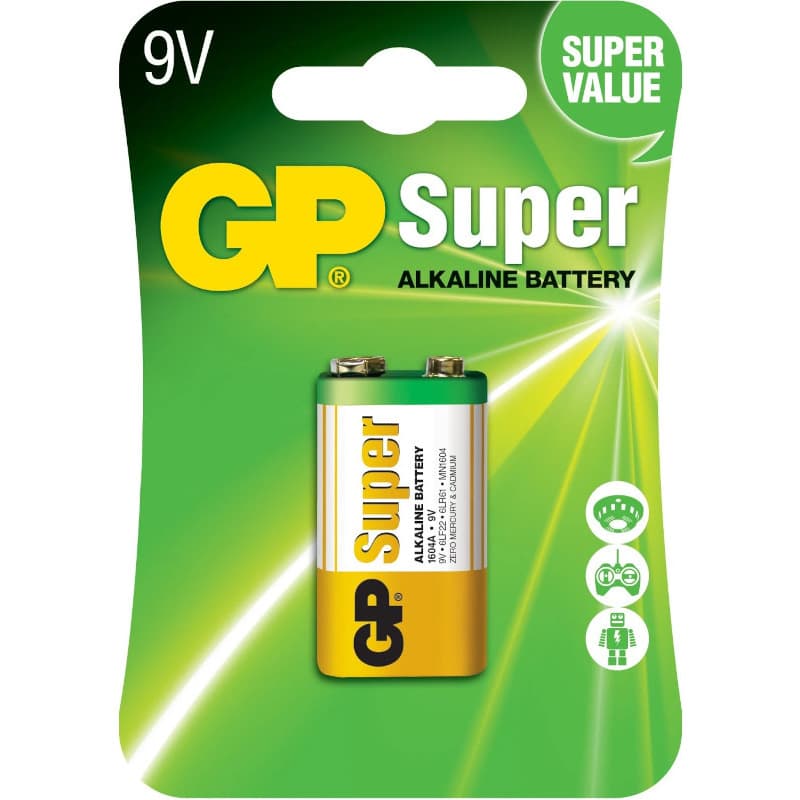 Baterie GP Batteries, Super Alcalina (6LF22) 9V alcalina, blister 1 buc. "GP1604A-5UE1" "GPPVA9VAS010"