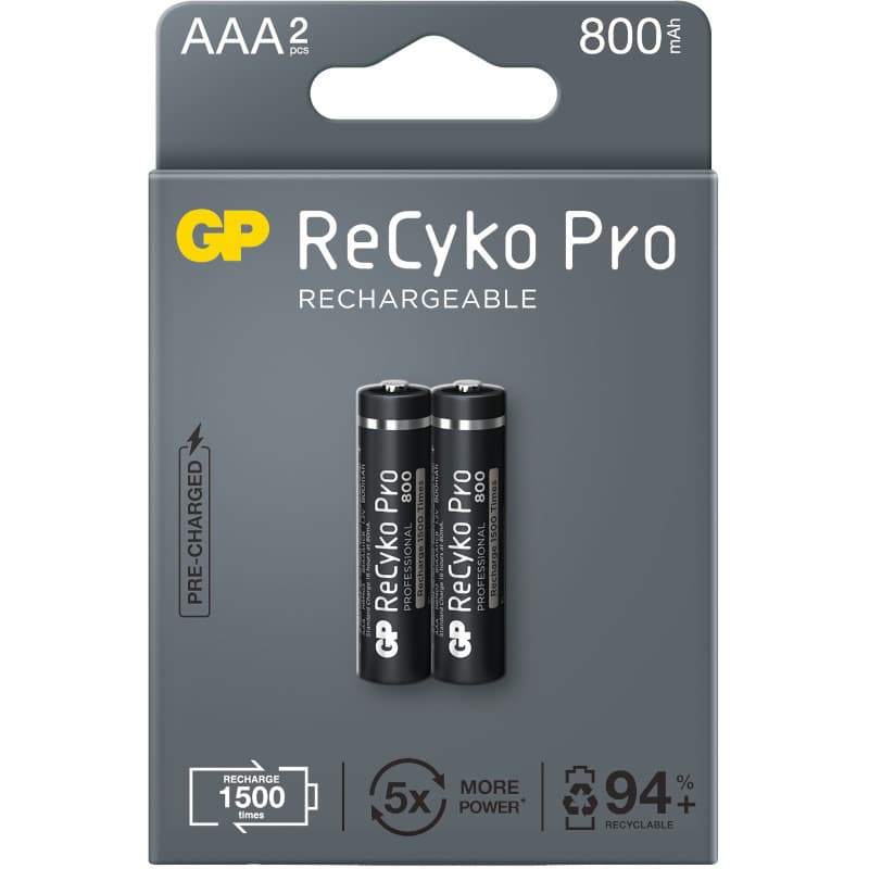 Acumulatori GP Batteries, ReCyco Pro 850mAh AAA (R03) 1.2V NiMH, paper box 2 buc. 85AAAHCB-EB2, "GPRHCH83B225"