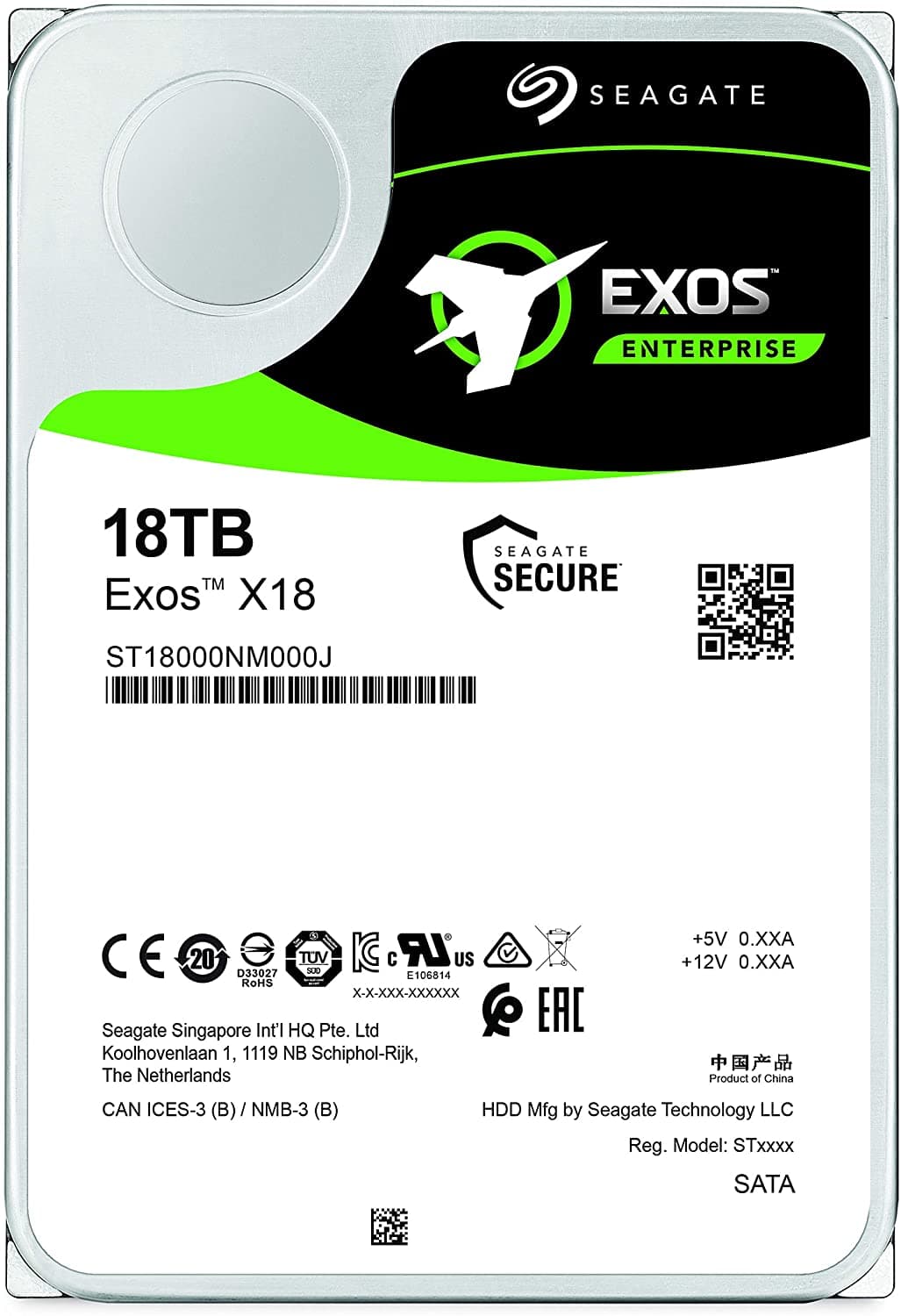 HDD SEAGATE 18TB, Exos X18, 7.200 rpm, buffer 256 MB, pt server, "ST18000NM000J"