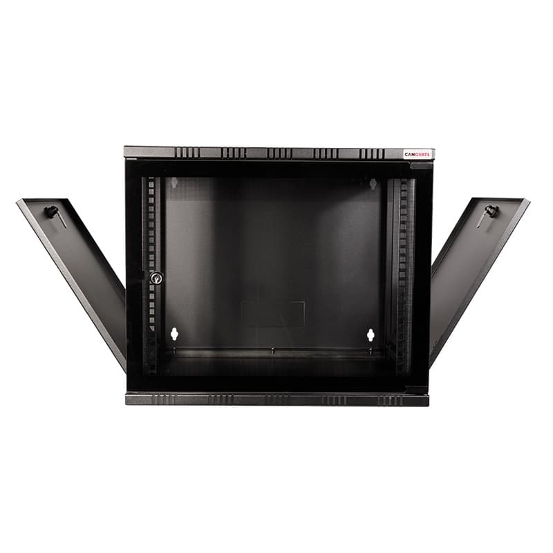 CABINET 19" LOGILINK 9U 540x550mm, fixare pe perete, Flatpack (dezasamblat), usa sticla cu blocare, otel 1.5mm, sarcina maxima 50Kg, "W09A54B" — miniatură