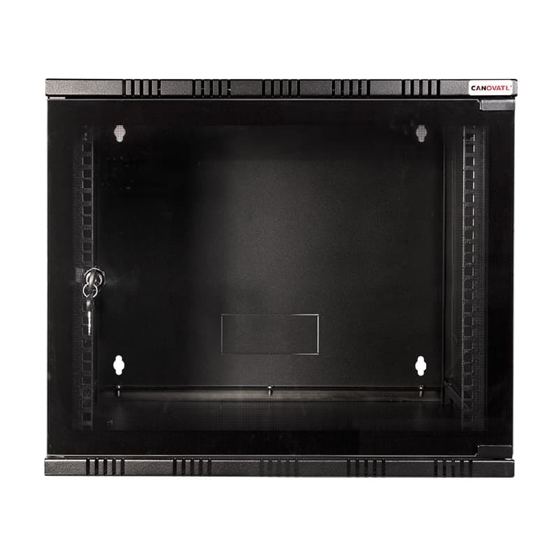 CABINET 19" LOGILINK 9U 540x550mm, fixare pe perete, Flatpack (dezasamblat), usa sticla cu blocare, otel 1.5mm, sarcina maxima 50Kg, "W09A54B" — miniatură