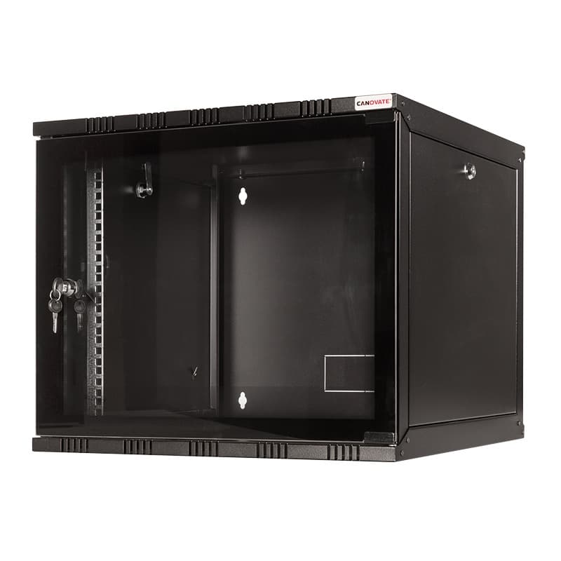 CABINET 19" LOGILINK 12U 540x400mm, fixare pe perete, Flatpack (dezasamblat), Black, usa sticla cu blocare, otel 1.5mm, sarcina maxima 50Kg, "W12A40B" — miniatură