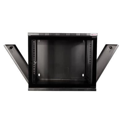 CABINET 19" LOGILINK 12U 540x550mm, fixare pe perete, Flatpack (dezasamblat), Black, usa sticla cu blocare, otel 1.5mm, sarcina maxima 50Kg, "W12A54B" — miniatură