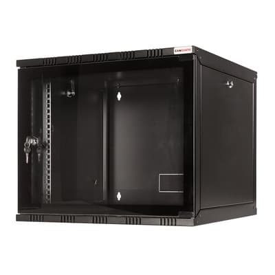 CABINET 19" LOGILINK 12U 540x550mm, fixare pe perete, Flatpack (dezasamblat), Black, usa sticla cu blocare, otel 1.5mm, sarcina maxima 50Kg, "W12A54B" — miniatură