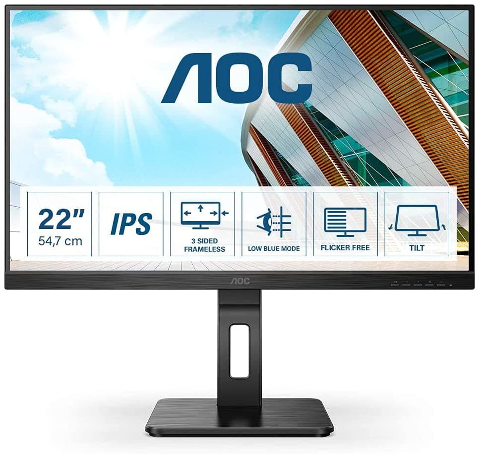 MONITOR AOC 21.5 inch, home | office, IPS, Full HD (1920 x 1080), Wide, 250 cd/mp, 4 ms, HDMI | VGA, "22P2DU"