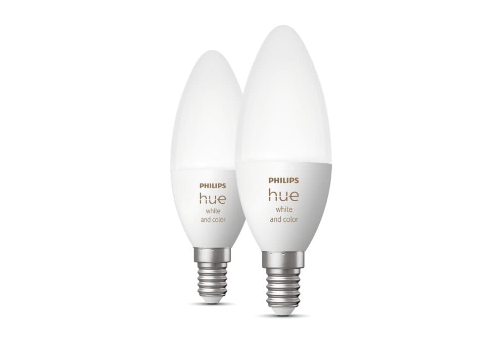 SET 2 becuri smart LED Philips, soclu E14, putere 5.3W, forma lumanare, lumina multicolora, alimentare 220 - 240 V, "000008718699726331" — miniatură