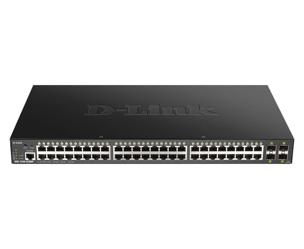 SWITCH. PoE D-Link, port Gigabit x 48, SFP SFP+ x 4, managed, carcasa metalica, "DGS-1250-52XMP"