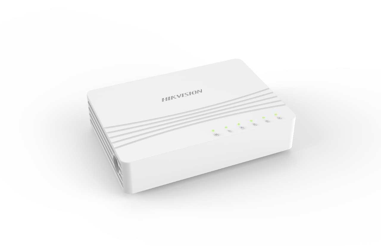 SWITCH Hikvision, Gigabit x 5, carcasa plastic, "DS-3E0505D-E" — miniatură