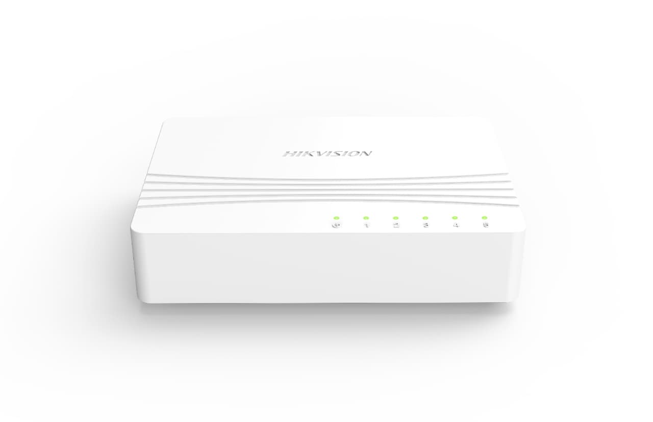 SWITCH Hikvision, Gigabit x 5, carcasa plastic, "DS-3E0505D-E" — miniatură