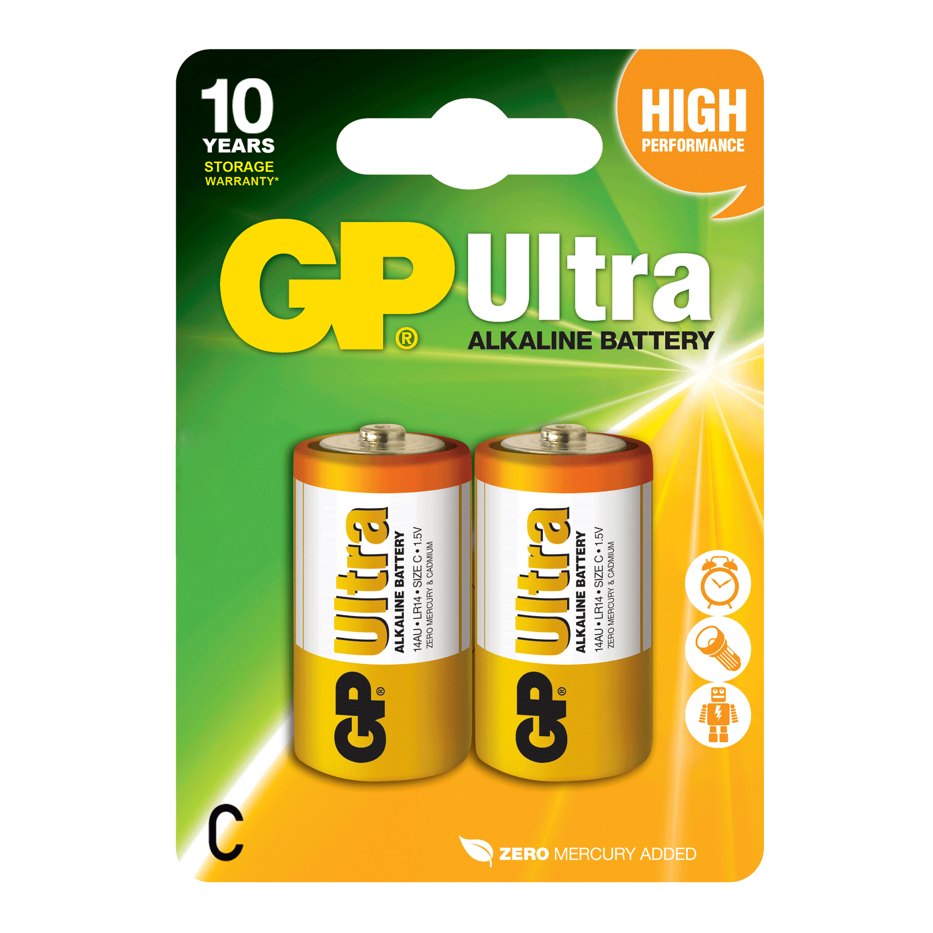 Baterie GP Batteries, Ultra Alcalina C (LR14) 1.5V alcalina, blister 2 buc. "GP14AU-2UE2" "GPPCA14AU005"
