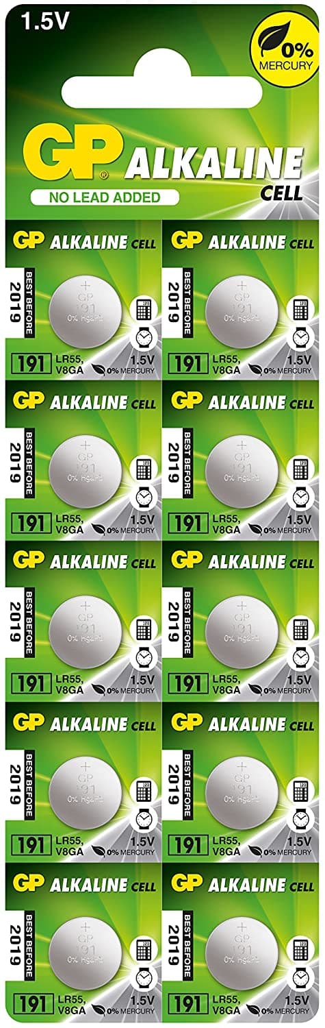 Baterie GP Batteries, butoni (AG8/LR55) 1.5V alcalina, blister 10 buc. "GP191F-2C10" "GPPBA191F004" - 645264