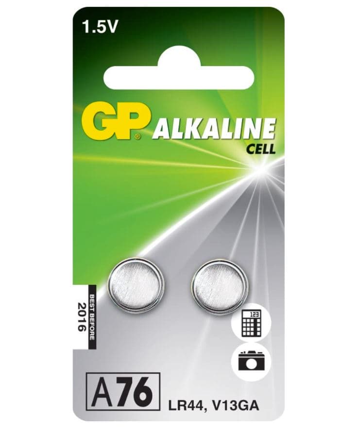 Baterie GP Batteries, butoni (AG13/LR44) 1.5V alcalina, blister 2 buc. "GPA76F-2C2" "GPPBAA76F002" - 945241