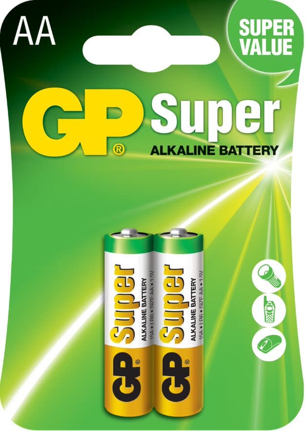 Baterie GP Batteries, Super Alcalina AA (LR6) 1.5V alcalina, blister 2 buc. "GP15A-2UE2" "GPPCA15AS014"