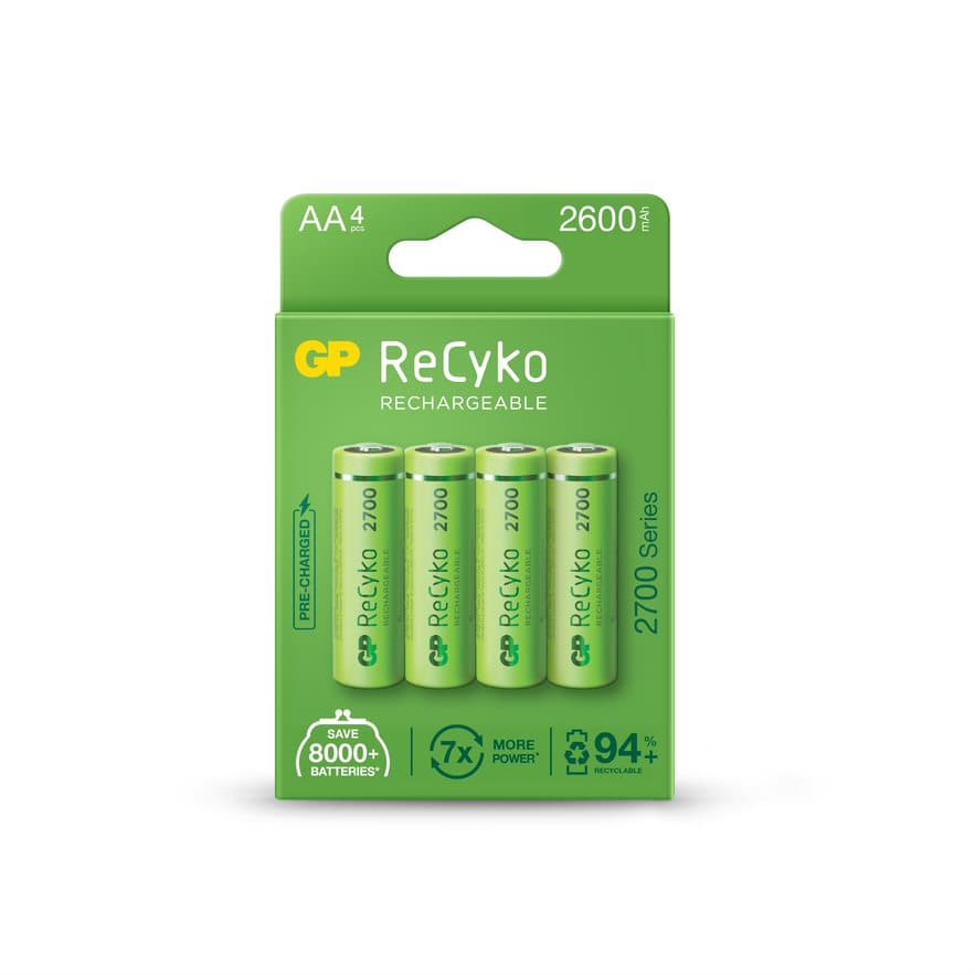 Acumulatori GP Batteries, ReCyco 2600mAh AA (LR6) 1.2V NiMH, paper box 4 buc. 270AAHCE-EB4, "GPRHC272E020"